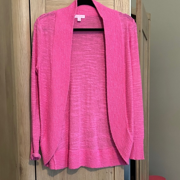 Lilly Pulitizer Amalie Cardigan Pink Size Small Open Front - Picture 3 of 7